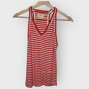 Maeve Anthropologie Stripe Racerback Tank S Red White Knit Coastal